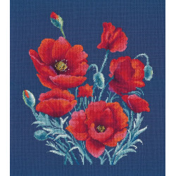 Kreuzstichset „Mohnblumen auf Blau“ S1598